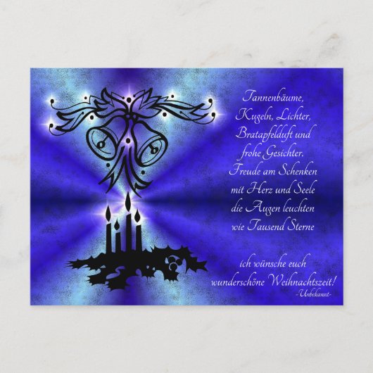 Carte Postale Avent, Weihnachten, Gedicht auf Deutsch (Devant)