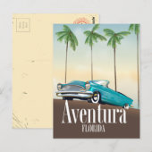Carte Postale Aventura, Floride affiche de voyage de voiture rét (Devant / Derrière)