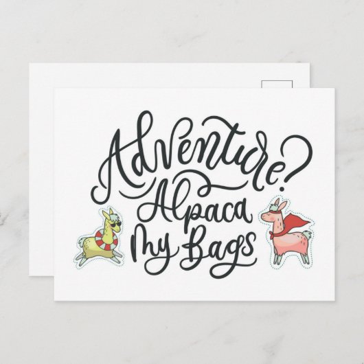 Carte Postale Aventure ? Alpaca Mes Sacs (Devant / Derrière)
