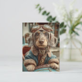 Carte Postale Aventure canine de l'aviateur vintage (Debout devant)