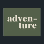 Carte Postale Aventure | Citation simple et inspirée verte<br><div class="desc">Aventure | Carte postale verte simple Inspiration</div>