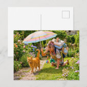 Carte Postale Aventure de chat avec femme surchargée (Devant / Derrière)