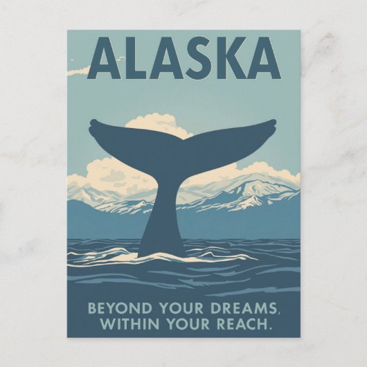Carte Postale Aventure de la queue de baleine en Alaska (Devant)