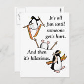 Carte Postale Aventure de ski de Penguin (Devant / Derrière)