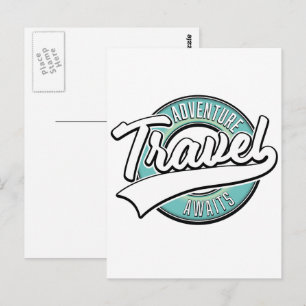 Carte Postale Aventure de voyage en attente logo vintage