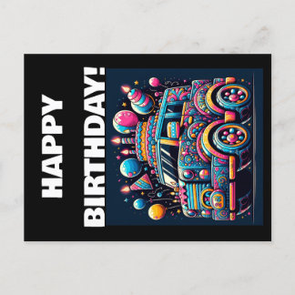 Carte Postale Aventure en bus d'anniversaire