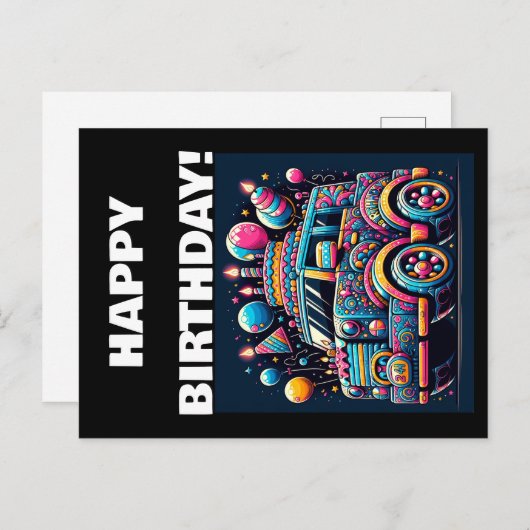 Carte Postale Aventure en bus d'anniversaire (Devant / Derrière)