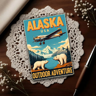 Carte Postale Aventure Extérieure Alaska Voyage Vintage