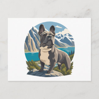 Carte Postale Aventure majestueuse du French Bulldog au lac de m
