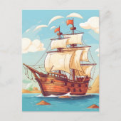 Carte postale Aventure vintage Pirate Ship (Devant)