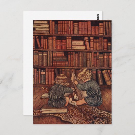 Carte Postale Aventures dans la bibliothèque (Devant / Derrière)