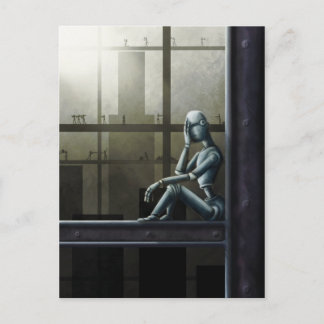 carte postale avertie de scifi de robot d'individu