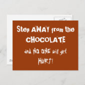 Carte Postale Avertissement au chocolat chocoholique (Devant / Derrière)