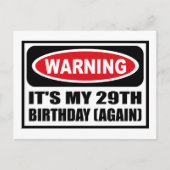 Carte Postale Avertissement C'EST MON 29E ANNIVERSAIRE (ENCORE U (Devant)