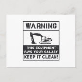 Carte Postale Avertissement Cet équipement Excavatrice Construct (Devant)