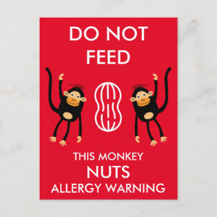 Carte Postale Avertissement d'allergie aux noix pour enfants