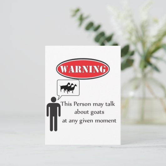 Carte Postale Avertissement de chèvre drôle (Debout devant)