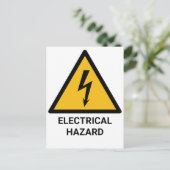 Carte Postale Avertissement de danger électrique, symbole de cho (Debout devant)