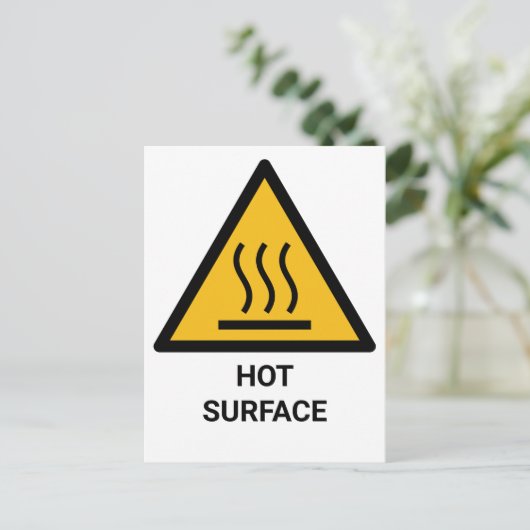 Carte Postale Avertissement de surface chaude, prudence à la cha (Debout devant)