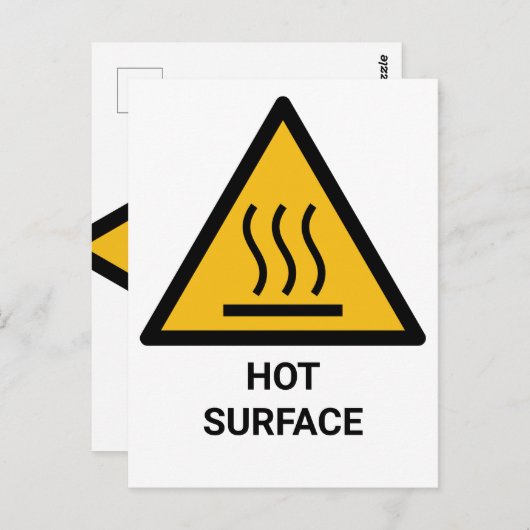 Carte Postale Avertissement de surface chaude, prudence à la cha (Devant / Derrière)