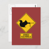 Carte Postale Avertissement Écureuils armés (Devant / Derrière)