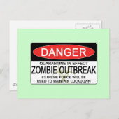 Carte Postale Avertissement - Épidémie de virus Zombie (Devant / Derrière)