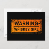 Carte Postale Avertissement - fille de whiskey (Devant / Derrière)