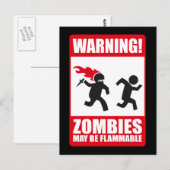 Carte Postale AVERTISSEMENT : Les zombies sont inflammables (Devant / Derrière)