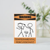Carte Postale Avertissement Percussionniste Temperamental (Debout devant)
