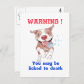 Carte Postale Avertissement Pitbull Licencié à mort (Devant / Derrière)