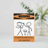 Carte Postale Avertissement Tambour Temperamental (Debout devant)