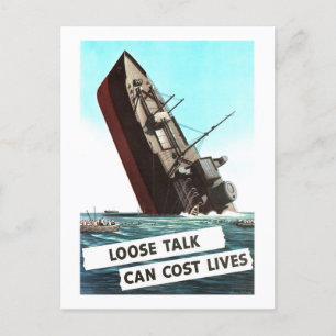 Carte Postale Avertissement Vintage du navire en train de couler