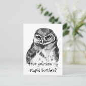 Carte Postale Avez-vous vu mon frère idiot - chevêche des terrie (Debout devant)