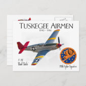 Carte Postale Aviateurs de Tuskegee 1940-1946 WW II (Devant / Derrière)