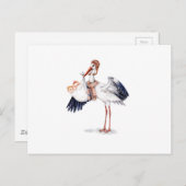 Carte Postale Aviator Stork transportant des jumeaux (Devant / Derrière)