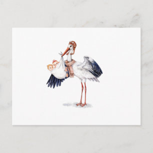 Carte Postale Aviator Stork transportant des jumeaux