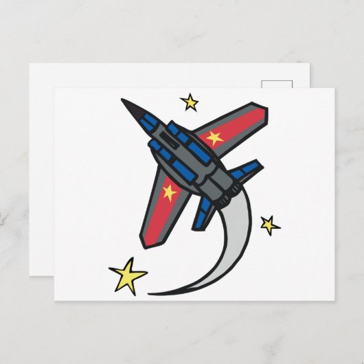 Carte Postale Avion à réaction volant (Devant / Derrière)