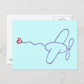 Carte Postale Avion avec coeur (Devant / Derrière)
