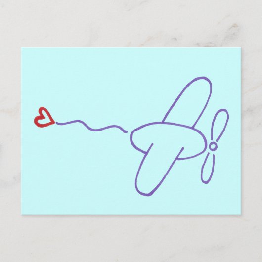 Carte Postale Avion avec coeur (Devant)