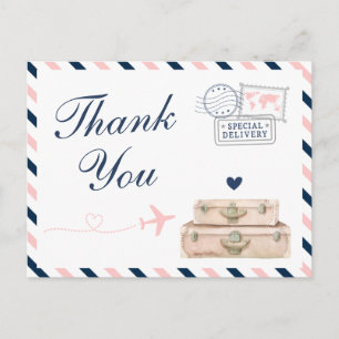 Carte Postale Avion avion Voyage Wedding shower de Voyage Merci