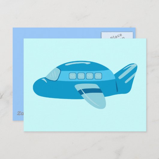 Carte Postale Avion bleu (Devant / Derrière)