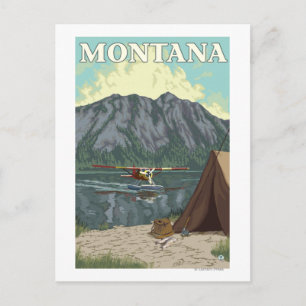 Carte Postale Avion Bush et pêche - Montana