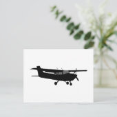 Carte Postale Avion classique Cessna noir Silhouette volante (Debout devant)