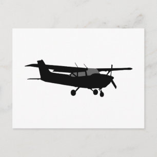 Carte Postale Avion classique Cessna noir Silhouette volante