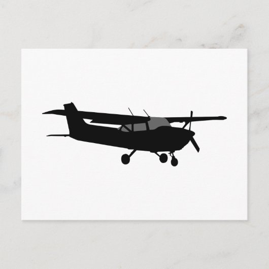 Carte Postale Avion classique Cessna noir Silhouette volante (Devant)
