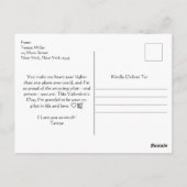 Carte Postale Avion & Coeurs J'aime Mon Pilote Romantique Simple (Dos)