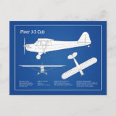 Carte Postale Avion Cub - Plan directeur de l'avion ABD (Devant)