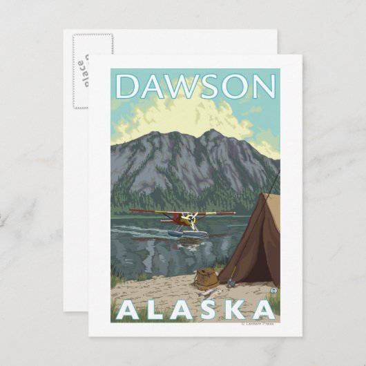 Carte Postale Avion de brousse et pêche - Dawson, Alaska (Devant / Derrière)