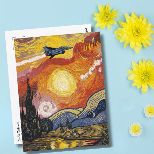 Carte Postale Avion de chasse Van Gogh Aviation Anniversaire