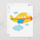 Carte Postale Avion Jaune de dessin (Devant / Derrière)